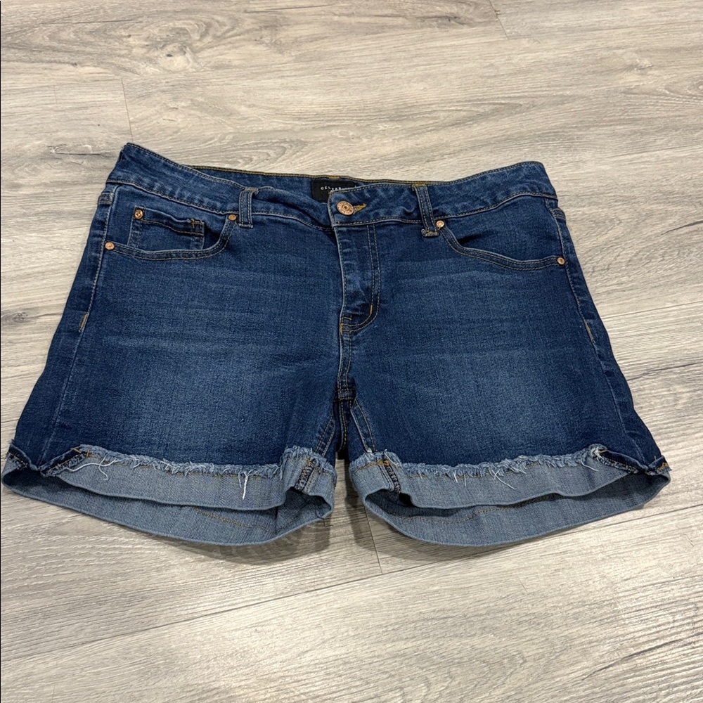 Celebrity Pink Dark Blue Rolled Hem Denim Shorts size 30 - Picture 2 of 6